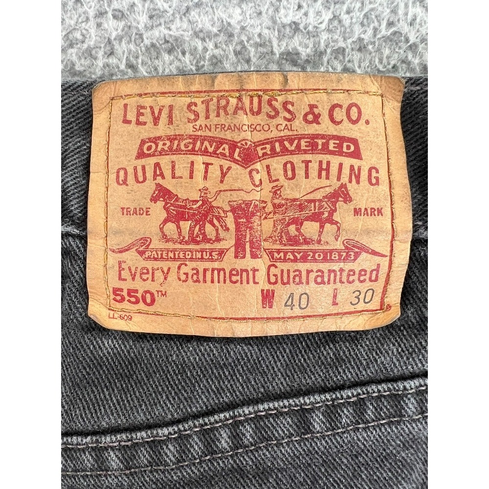 LEVIS 550 Denim Jeans Men 40x30 (37x29 Actual)‎ Relaxed Fit Black Vintage READ